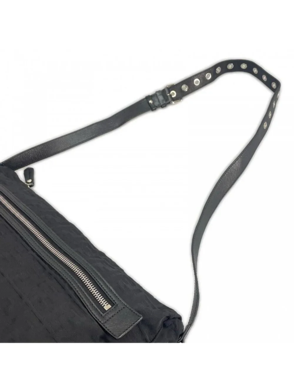 Fendi Shoulder Bag Nylon Black Silver